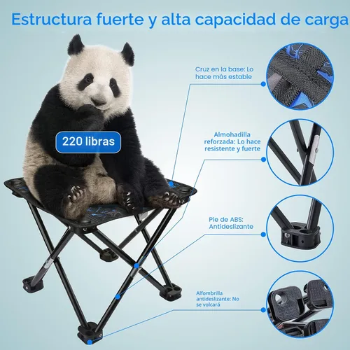 Miniatura 4 de Taburete plegable para camping, silla portátil, mini taburete plegable para adultos, pesca, senderismo, jardinería y playa, con bolsa de transporte