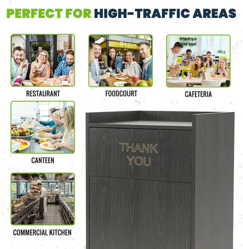 Miniatura 9 de Alpine Gabinete de Bote de Basura para Restaurante - Bote de Basura Comercial de 40 Galones, Receptáculo de Basura Interior con Soporte para Bandeja
