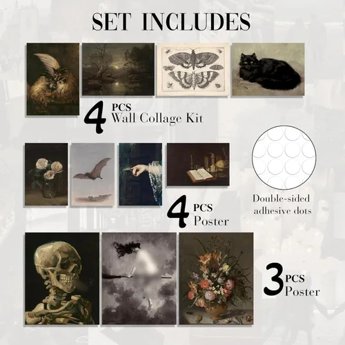 Miniatura 2 de Waschbar Dark Academia - Decoración gótica para el hogar, decoración de Halloween, decoración victoriana, arte de pared de galería de brujas