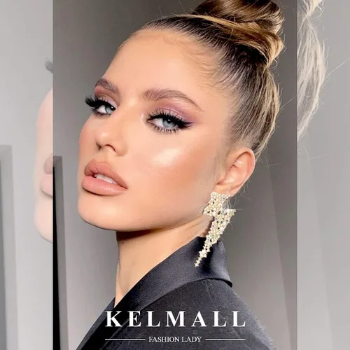 Miniatura 2 de Aretes colgantes con forma de rayo de cristal, para mujer, colección KELMALL