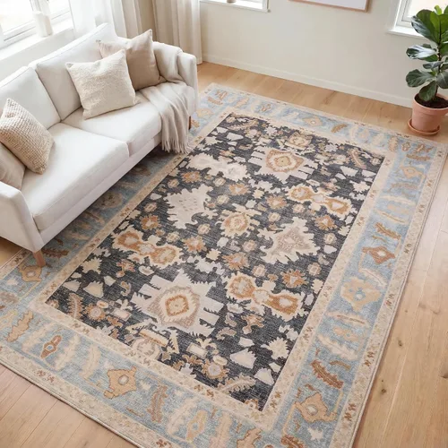 Miniatura 50 de Kuden Alfombra pequeña de 2 x 3, lavable a máquina, parte trasera antideslizante, estilo vintage, suave, pelo bajo, alfombras de área para entrada