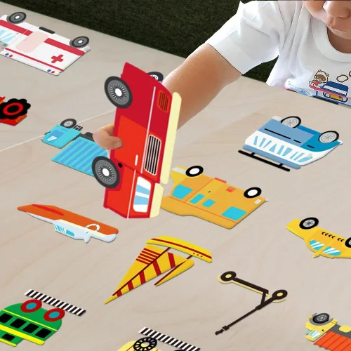 Miniatura 5 de BEUNITONE Juego de 40 piezas de tablero de fieltro de transporte para automóvil, juego de tablero de historia de fieltro colorido para narración