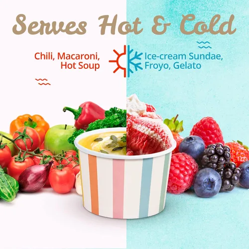 Miniatura 7 de MATICAN Tazas de papel para helado, 100 unidades de 9 onzas, cuencos desechables de postre para alimentos fríos o calientes, suministros de fiesta