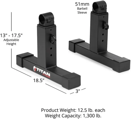 Miniatura 5 de Titan Fitness Bloques de tracción de peso muerto ajustables, barra olímpica, capacidad de 1,300 libras, 4 ajustes de altura para levantamiento