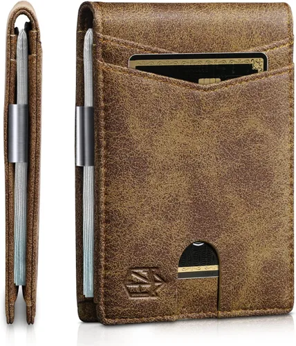 Miniatura 67 de Zitahli - Billetera delgada con 12 ranuras para tarjetas, ventana de identificación con clip para dinero, bolsillo frontal RFID plegable, pequeña