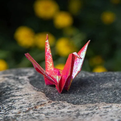 Miniatura 5 de 5 cuerdas 75 guirnaldas de papel de origami de 5.9 pulgadas, impermeables, iridiscentes, prefabricadas, para niños, cumpleaños, rústico, boda, día