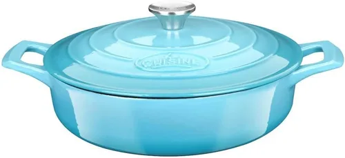 Miniatura 7 de La Cuisine - Cacerola ovalada de hierro fundido esmaltado Dutch Oven con tapa, 5 cuartos de galón, esmalte interno negro mate para hornear pan