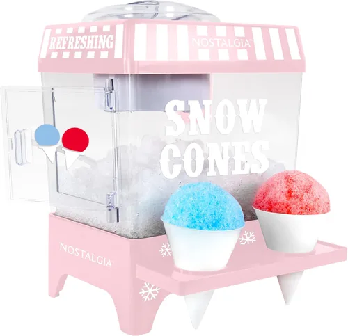 Nostalgia Máquina de hielo afeitado de cono de nieve, máquina retro de granizado de mesa que hace 20 golosinas heladas, incluye 2 vasos de plástico
