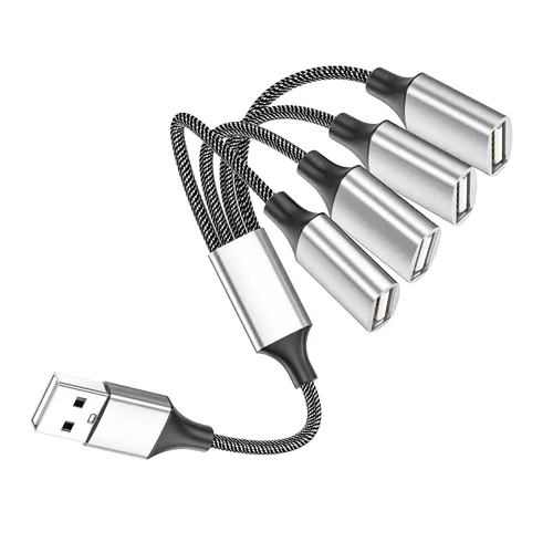 Miniatura 12 de Fidioto Divisor de cable de extensión USB de 6.6 pies, USBA 1 macho a 4 hembras, cable USB Y soporte de carga y transferencia de datos