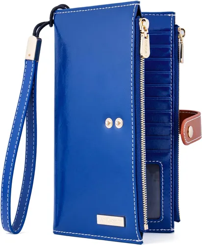 Miniatura 11 de ANDOILT - Cartera de cuero genuino para mujer con bloqueo RFID para tarjeta de crédito con cremallera