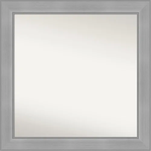 Miniatura 338 de Amanti Art Espejo de baño plateado para sobre el fregadero, 24 x 24 pulgadas, espejo cuadrado de peltre forjado a medida, marco de madera casual