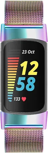 Miniatura 5 de FitTurn Correa delgada para reloj inteligente Fitbit Charge 5, correa de reloj ajustable de malla de acero inoxidable, correa femenina de repuesto
