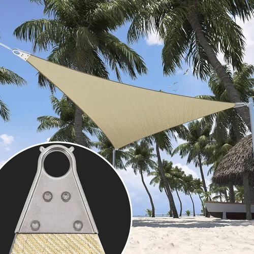 ShadeMart 30' x 30' x 30' Toldo para Sol Beige, Toldo Triangular Resistente, Toldo de Vela Personalizado Tamaño Súper Anillo, Toldo para Patio,