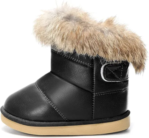 Miniatura 2 de KVbabby Botas de nieve para niños pequeños, con forro de piel sintética, impermeables