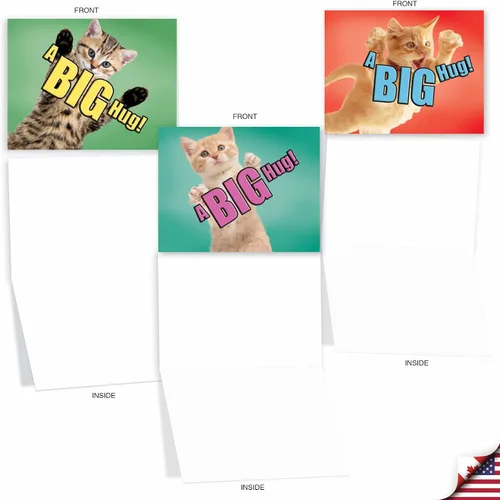 Miniatura 4 de The Best Card Company - 10 tarjetas de gato en blanco para todas las ocasiones (4 x 5.12 pulgadas) - Lindo juego de tarjetas a granel surtido - Cat
