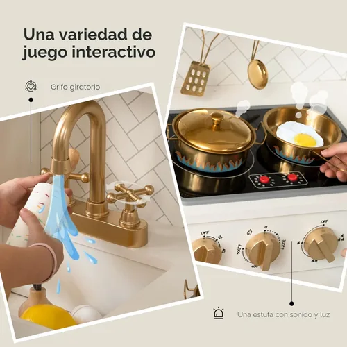 Miniatura 3 de Cocina de Juguete de Madera para Niños – Electrodomésticos Realistas, Almacenamiento Inteligente y 15 Accesorios Divertidos para Inspirar el Juego