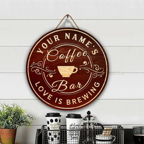 Miniatura 3 de Artsy Woodsy Letrero personalizado de madera para cafetería, placa de pared para decoración de cocina, regalos personalizados para amantes del café