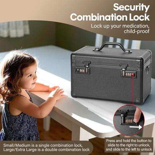 Miniatura 4 de LOCKCURX Caja de seguridad grande – Caja de seguridad con combinación de seguridad, caja de almacenamiento con bloqueo para artículos personales