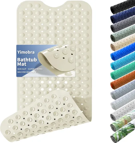 Miniatura 21 de Yimobra - Tapete original para bañera antideslizante extralargo con ventosas grandes y agujeros de drenaje, lavable a máquina