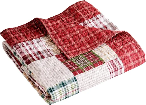 Miniatura 4 de Manta estilo Oxford de 100% algodón de Greenland Home Fashions, Roja