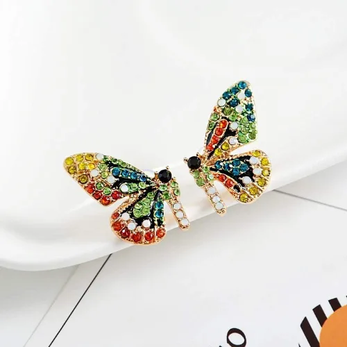 Miniatura 9 de ShiYsRL - Juego de pendientes de perlas de cristal para mujer, diseño de mariposas, multicolor