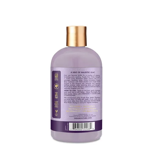 Miniatura 11 de SheaMoisture - Champú para el cuidado del color y el agua de arroz morado para cabello dañado, 13.5 onzas líquidas