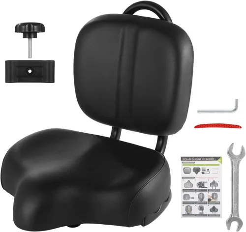 Miniatura 6 de Asiento de bicicleta con respaldo, asiento de bicicleta extra ancho con soporte trasero, asiento de bicicleta extragrande con cojín acolchado