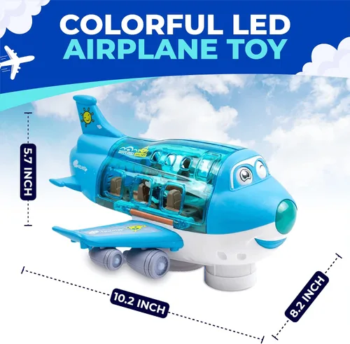 Miniatura 7 de Toysery Juguetes de Avión para Niños, Acción de Choca y Avanza, Avión de Juguete para Pequeñitos con Luces LED Intermitentes y Sonidos para Niños