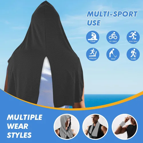 Miniatura 5 de CSITE Toallas refrescantes con capucha, toallas de enfriamiento instantáneo para cuello y cara, protección solar UPF 50, toalla de hielo para climas