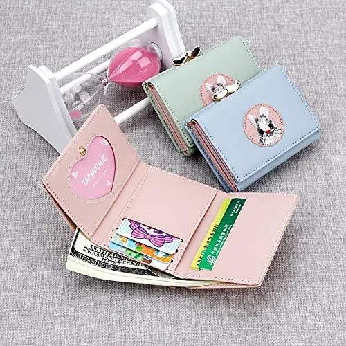 Miniatura 4 de JIUFENG Billetera corta para mujer multiusos bordada tarjetero monedero monedero