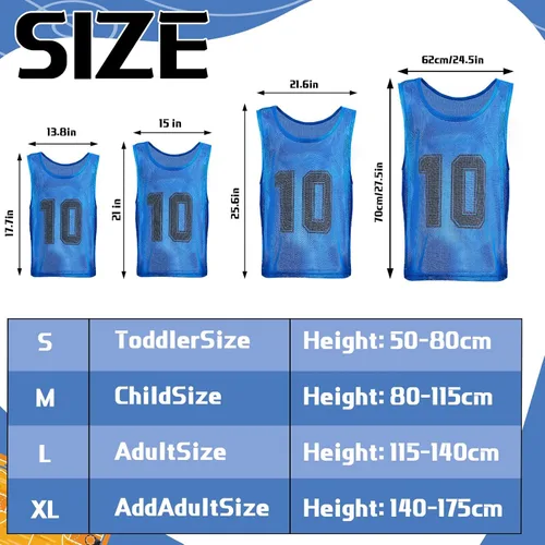Miniatura 4 de Hercicy 24 piezas Pinnies para jóvenes, Pinnies de fútbol para entrenamiento, Chaleco para adultos, Malla reversible, Jersey de fútbol numerado