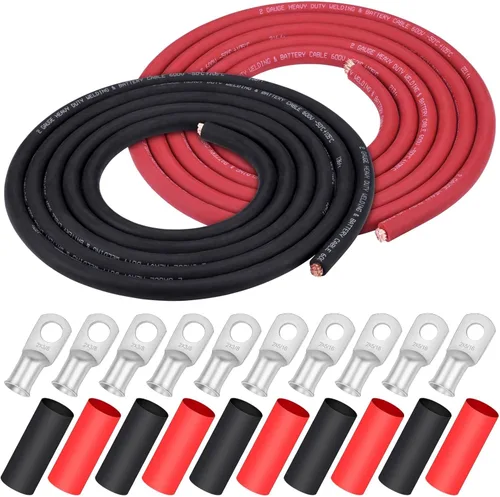 Miniatura 19 de Cable de Soldadura Calibre 1/0, iGreely 1/0 AWG Cables de Soldadura de Batería de Cobre Puro para Generador Solar Automático, 5 piezas de 5/16" y 5
