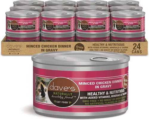 Miniatura 11 de Dave's Pet Food Grain Free Wet Cat Food (Minced Chicken in Gravy), Naturally Healthy Canned, Added Vitamins & Minerals, Wheat, Gluten & GMO-Free
