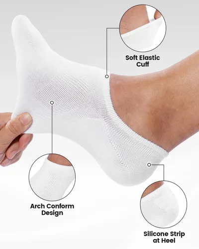 Miniatura 3 de IDEGG - Calcetines deportivos de algodón de corte bajo con agarre antideslizante para hombres