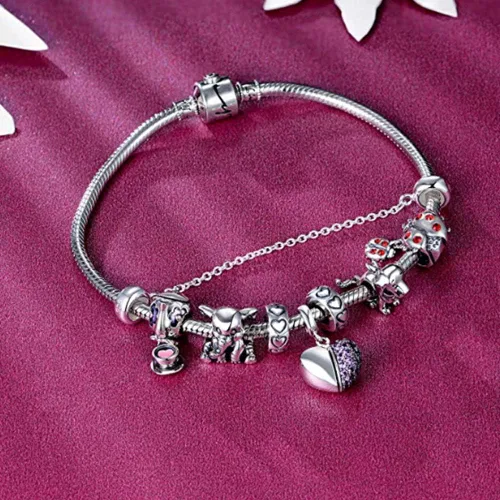 Miniatura 5 de Lovans - Cuentas de plata de ley 925, espaciador con goma, tope para pulsera Pandora, para fabricar pulseras