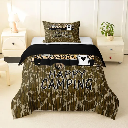 Miniatura 40 de Erosebridal Juego de edredón de pesca tamaño individual para hombres, juego de ropa de cama de peces de lubina para pescadores, niños de caza