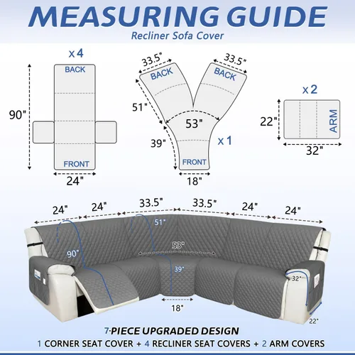 Miniatura 2 de Arfntevss - Fundas de sofá seccional reclinable 100% impermeables en forma de L, funda de sofá para sofá seccional reclinable en forma de L, juego