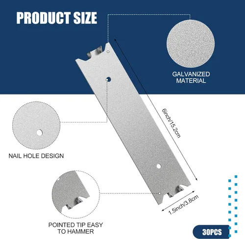 Miniatura 2 de Therwen 30 piezas de accesorios para clavos de madera de 6 x 1.5 pulgadas, placa protectora de cable de metal, herrajes de seguridad para muebles