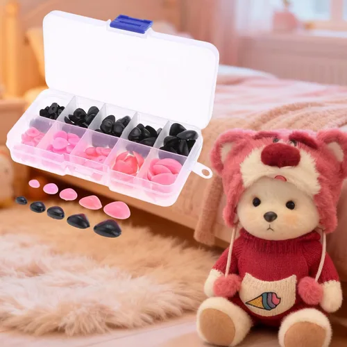 Miniatura 2 de Yetaha 150 piezas de nariz de plástico, 5 tamaños de nariz triangular artesanal para animales de peluche, muñecas, osos, perros, marionetas
