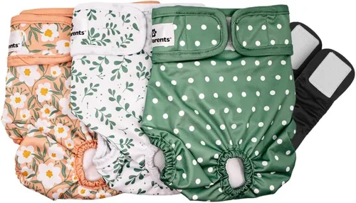 Miniatura 22 de Pet Parents® Pañales lavables para perros (paquete de 3) + Extendrs® de pañales duraderos para perros, pañales premium para perros hembra