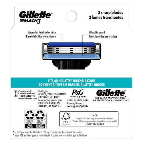 Miniatura 10 de Gillette Mach3 - Recambios de maquinilla de afeitar para hombres, 12 recambios de cuchillas de afeitar