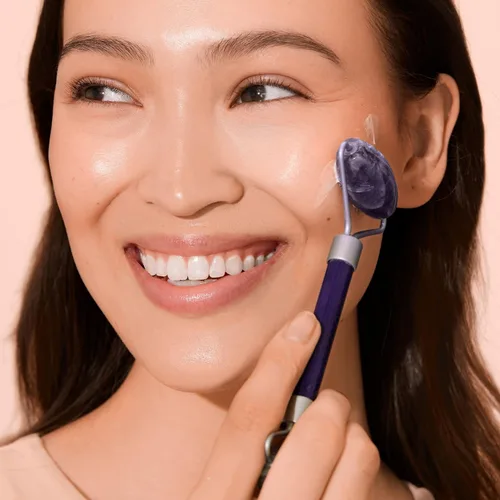 Miniatura 5 de EcoTools Rodillo facial de amatista, rodillo facial y masajeador de piedra real, herramienta para el cuidado de la piel y esculpir, reduce