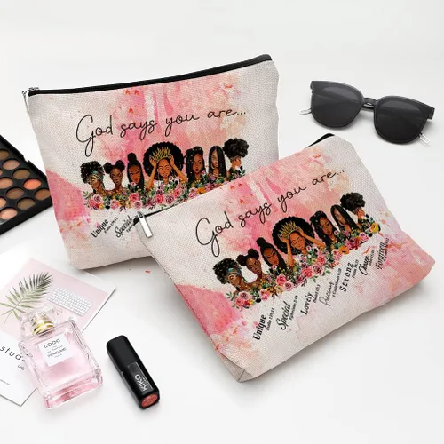 Miniatura 5 de Pequeña bolsa de maquillaje para monedero, bonita lona impermeable, bolsas de cosméticos para mujeres, con cremallera, bolsa de aseo de viaje
