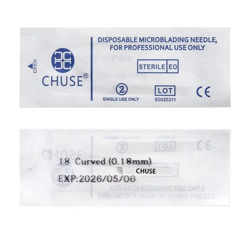 Miniatura 4 de CHUSE 18 50 piezas curvadas 0.007 in Nano Mircoblading aguja permanente maquillaje manual ceja tatuaje aguja