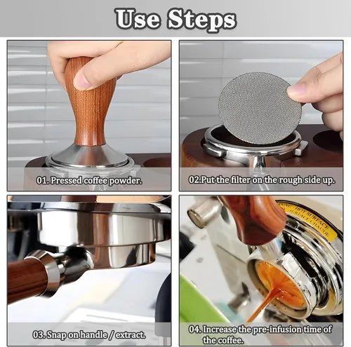 Miniatura 5 de Pantalla de disco expreso, filtro de café de 2.106 in, filtro de malla para portafiltro, cesta de filtro de 0.067 in de grosor, 150 μm, pantalla