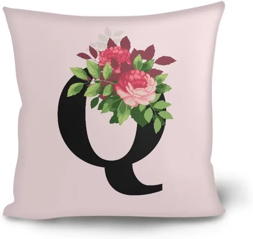 Miniatura 7 de Fundas de almohada decorativas del alfabeto, fundas de almohada con estampado floral de la letra B, fundas de almohada cuadradas suaves, fundas