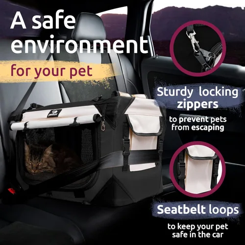 Miniatura 9 de Transportador de mascotas para gatos y perros, lado suave, mediano de 20 x 13 x 13 pulgadas, se adapta a la mayoría de gatos o perros pequeños
