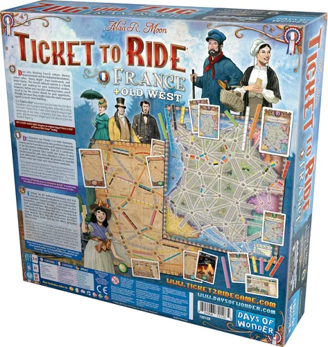 Miniatura 3 de Asmodee Ticket to Ride France + expansión del juego de mesa Old West: juego de estrategia de ruta de tren, divertido juego familiar para niños