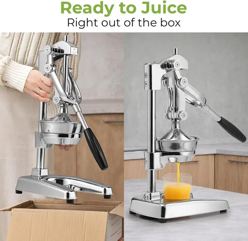 Miniatura 3 de Zulay Kitchen Puplerizer Exprimidor de hierro fundido 9 en 1, exprimidor manual de servicio pesado fácil de limpiar con accesorio prensatelas