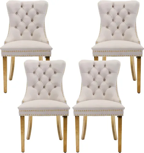 Miniatura 93 de Silla de comedor copetuda moderna de terciopelo para comedor, sillas de comedor tapizadas con remache de clavo, anillo trasero para cocina, comedor